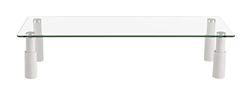 Defianz Tempered Glass Monitor Riser – 2 Level Height Adjustable Ergonomic for Monitors 24″,27″,29″ and 32″ Inch | Laptop | iMac | PC | Desk Organizer (Rectangle)