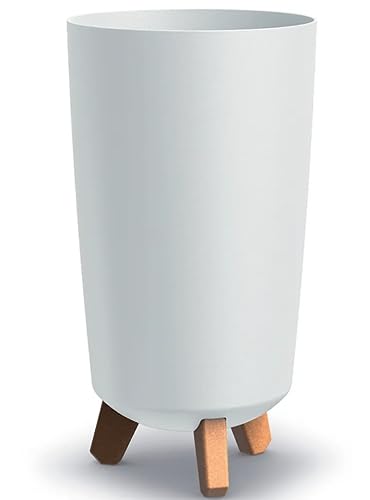 B2C Round Gracia Style Planter With Legs Tall Plant Pot Indoor Outdoor Garden Decor (White)