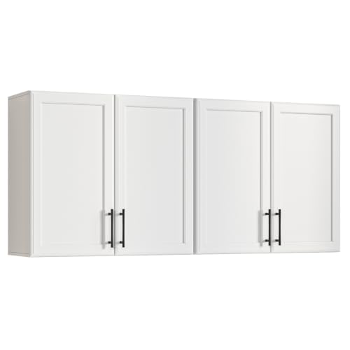 Furnivio 47 W Laundry Room Cabinets Wall Mounted Upper Cabinets with Adjustable Shelf Wall Storage Cabinet for Bathroom Kitchen Restroom Over The Toilet Storage Cabinet White Set of 2