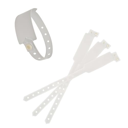 100 Pcs White Vinyl Wristbands, Medical ID Bands for Patients, Adjustable Waterproof Hospital Wristbands with Secure Snap Lock for Events, Medical Parties & VIP Identification