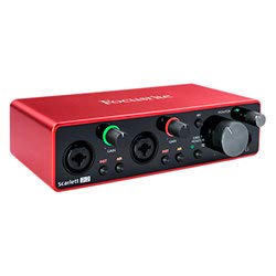 Focusrite Interfaccia audio USB Scarlett 2i2 per creare brani — registrazioni ad alta fedeltà in qualità studio