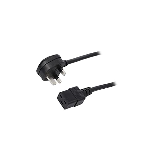 Cordon BS 1363 vers IEC C19 2m noir en PVC robuste avec section 3x1,5mm2