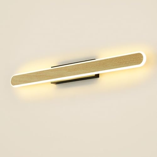 Aplique de pared ultrafino de metal acabado madera de diseño vanguardista