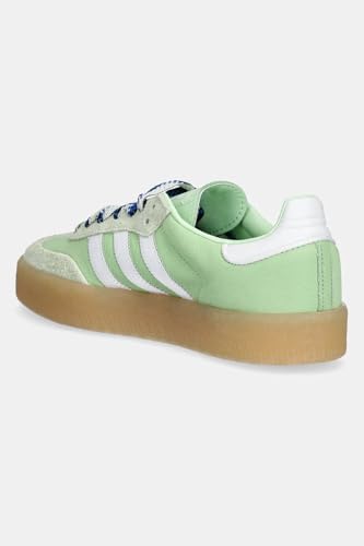 Image of adidas Sambae Women's Shoes, Semi Green Spark /Cloud White /Wonder Blue, Size 8