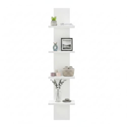 Image of FURNEASER Wooden Wall Shelves for Living Room, Hanging Decoration & Corner Display Shelf, Modern & Stylish Bookcase Bookshelf for Home Office Wall Decoration