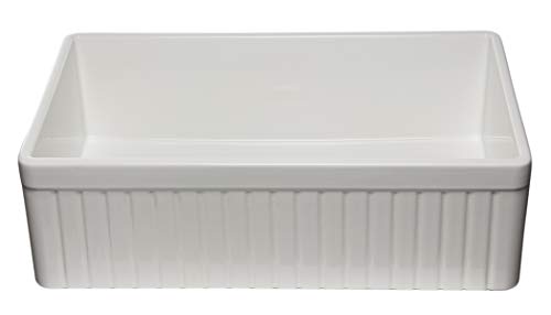 Alfi Brand Ab532-W 33" White Single Bowl Fluted Apron Fireclay Farm Sink #TOP6