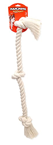 Flossy Chews 100-Percent Cotton White 3-Knot Rope Tug, X-Large, 36-Inch