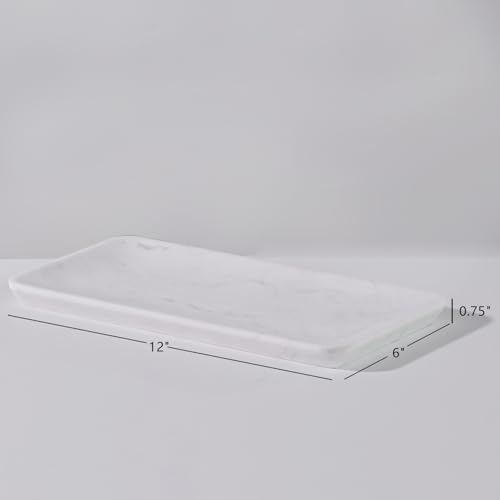Elevated Luxury White Marble Tray Set - Elegant Decorative Trays for Jewelry, Perfume, Bathroom & Dressing Table Storage - Chic Home Décor & Organization Solution