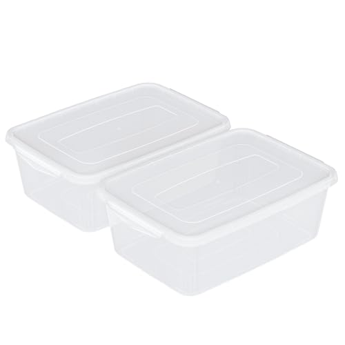 Haodehen Caja de almacenamiento de plástico transparente de 16 cuartos de galón, contenedor de almacenamiento con tapa, 2 paquetes