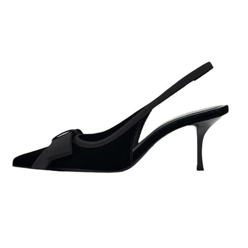 KOKOMOMO Womens Pointed Toe Slingback Heels Patent Leather Pumps Bow Heels2
