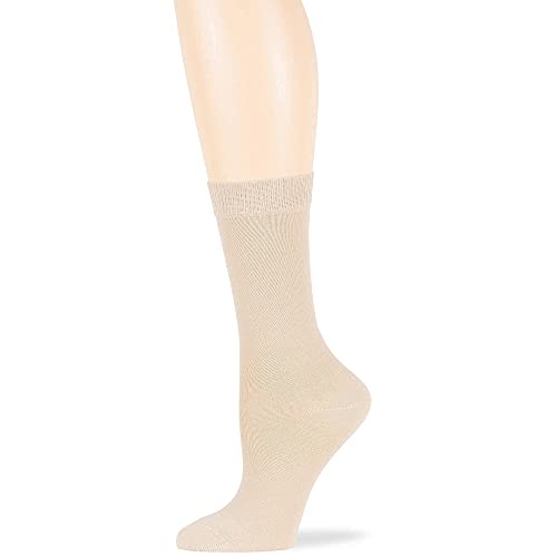 7Bigstars Kingdom Women's Cotton Dress Socks - 4 Pack Large - Solid Casual Crew Lightweight Calf - Sock Size 10-12 Shoe Size 8-12 L Light Beige #TOP5