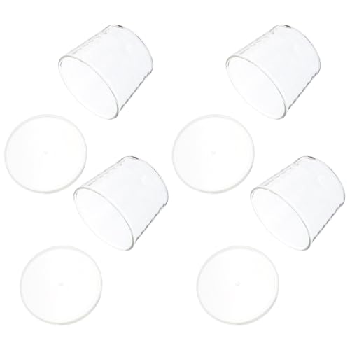 DOITOOL Vasos de Vidrio con Tapa Boca Ancha Resistentes al Calor y Frío para Jugos Leche y Pudín Aptos para Uso Múltiple Derrames