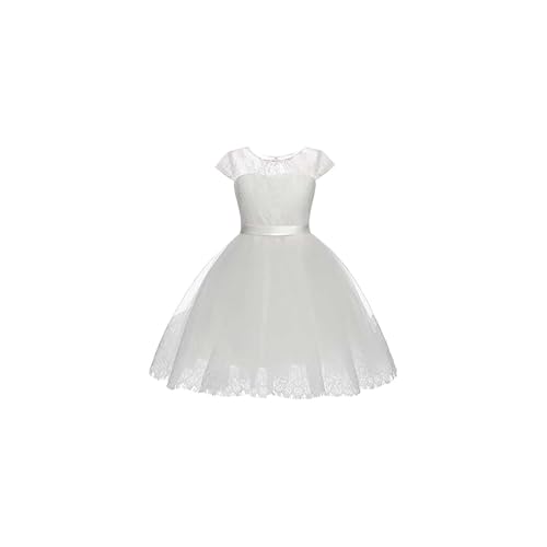 White Flower Girl Dresses for Wedding Tulle First Communion Dresses Ball Gown Girl Dress with Tie 2025