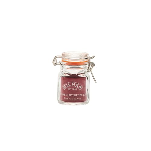 Image of Kilner Premium 70ml Airtight Square Mini Clip Top Glass Jar for Food Storage | Multipurpose, BPA Free, Reusable Small Kitchen Container