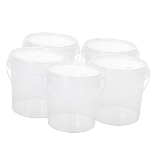 DECHOUS 5pcs Clear Food Storage Bucket Container with Lid Handle Versatile for Ice Cream Popcorn Fruits and Tea Easy to Use Transparent Design for Quick Access