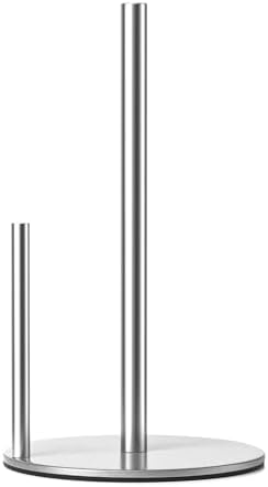 Paper Towel Holder Silver, Premium Stainless Steel Kitchen Roll Dispenser, Countertop Roll Organizer with Weighted Base