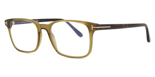 Image of Eyeglasses Tom Ford FT 5831 -B 096 Shiny Transparent Olive, incht inch Logo /Blue Bloc