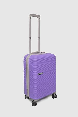 Image of ABS Hard Suitcase 55 cm Cabin Luggage, Trolley Bag with Smooth 8 Wheel System Combination Lock and Strong Zipper | Carry On Travel Case for Air, Road and Weekend Trips | Purple