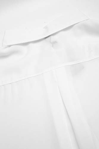 Yidarton Women's Long Sleeve V Neck Chiffon Blouses Tops Button Down Business Shirts(White,S)