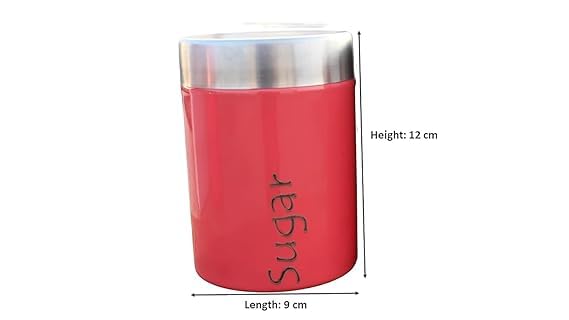 Image of Steel Container Set of 2 - Tea and Sugar Storage Jar (Pink)