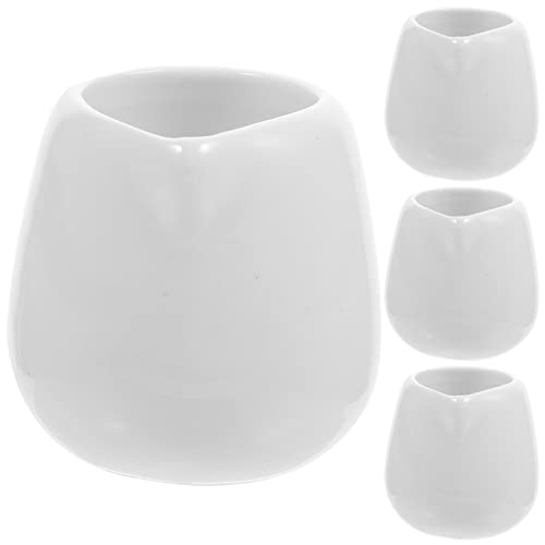 Mini Pichet En Céramique : 4 Pièces En Porcelaine Blanche Pour Café, Lait, Sauce, Crèmes, Bol À Tremper, Sans Anse, Pour Cuisine Et Restaurant