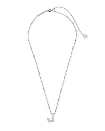 Kendra Scott Letter J Pendant Necklace for Women, Fashion Jewelry, Rhodium-Plated Brass, Rhodium Metal, Letter J - Image 3