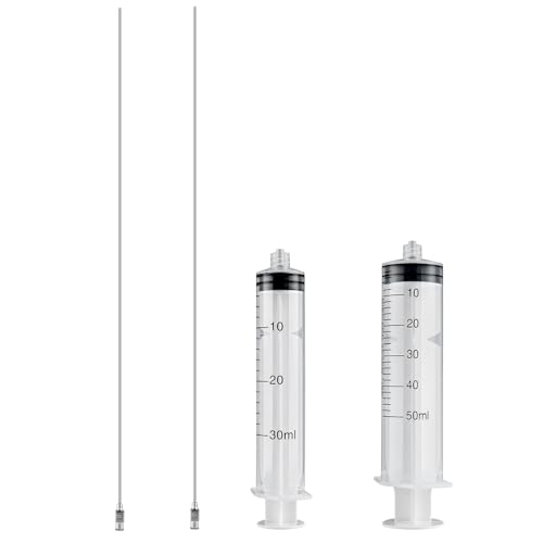 Super Long Industrial Syringes with 14 Gauge 13.5 Inch Luer lock Needle Tip,Ideal for Aquarium Planting,Dispensing and Industrial Fluid Sampling (2, Needle Length of 13.5-Inch)