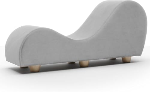 Image of Faux Leather Yoga Stretch Chair Couch - Play, Relax & More | Love Seat for Couples, Fun, & Flexibility! (Pewter)