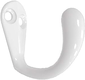 QCAA Premium Quality Single Prong Robe Hook Hanger, Zinc Die Cast, White, Made in Taiwan, 50 Pack โ image 1