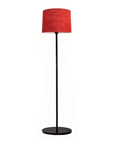 Image of Homesake Modern Floor Lamp for Living Room Traditional Farmhouse Boho Floor Lamp Mid-Century Pole Lamp with Linen Lamp Shade Modern Bohemian Corner Lamp for Living Room Bedroom Office (Red)