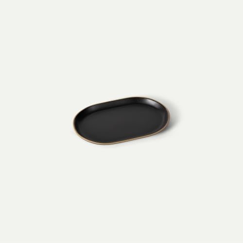 Mora Ceramic Decorative Tray - 9.4in Dish for Jewelry, Perfume, Makeup, Accessories, Candle, in the Bathroom Vanity, Bedside, or Kitchen Counter. Cute Organizers - Night