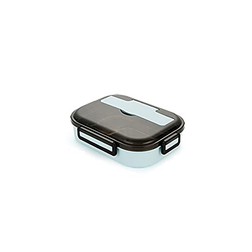 Fiambrera de Acero Inoxidable con 5 Compartimentos, Ideal para la Escuela, la Oficina, Camping y para Adultos. Apta para microondas. Color Azul.
