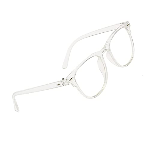 Voolga Blaulichtfilter Brille mit Klassisch Rahmen, Leichte Antiallergisch Rechteckig Brille Ohne Stärke Damen und Herren, Fake Brille für Anti Blaulicht von Computer (Transparent) Cover