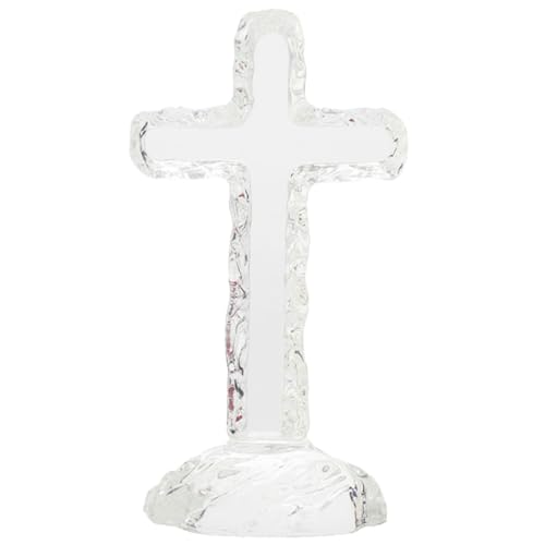 Cruz de cristal blanco adorno decorativo de escritorio para casa