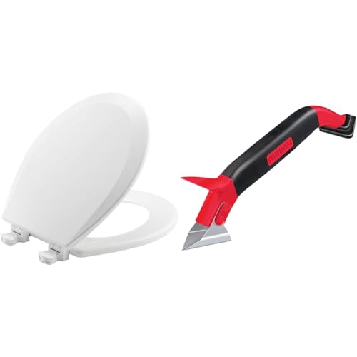 BEMIS 500EC 390 Toilet Seat with Easy Clean & Change Hinges Bundle with ALLWAY CT31 3-in-1 Caulk Tool