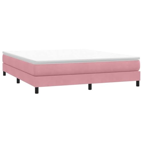 vidaXL Cama Box Spring sin colchón Terciopelo Rosa 180x220 cm, Cama, somier, Cama de Terciopelo, Muebles de Dormitorio, Cama Doble, Cama tapizada