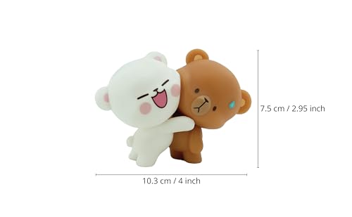 Milkmochabear Hugging Milk Mocha Figurine Authentic Collectors Collectibles 4" x 7.56cm x 2" Collectible Vinyl Figure Decor Gift Cute Adorable (Age 15+)