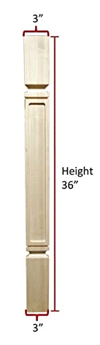 Bingltd - 36" Rubberwood Unfinished Hardwood Island Table Leg Post - 1 Pc (K22300-Fw-Rw) #TOP2