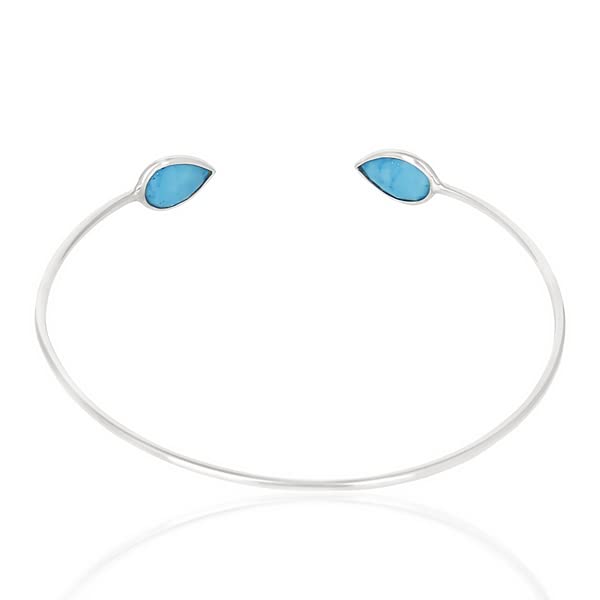 PANOPLY Bracelets for Women, Cuff Bracelet, Birthday Jewelry, Sterling Silver Women's Bracelet Choice of Gemstone, Mom Personalized Gift for Her (TURQUOISE MATRIX CHINESE)3