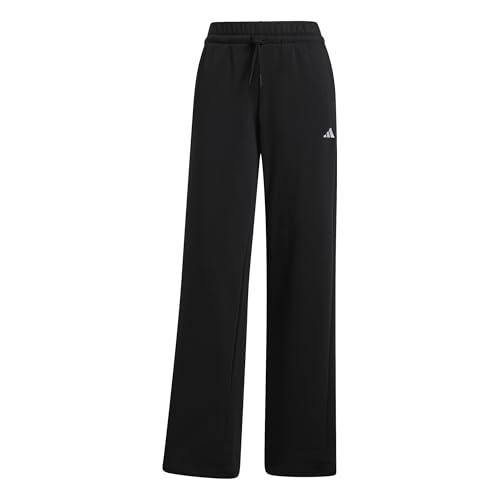 adidas Women's Essentials Small Logo Feel Cozy Open Hem Pants, Black/White, XL XL