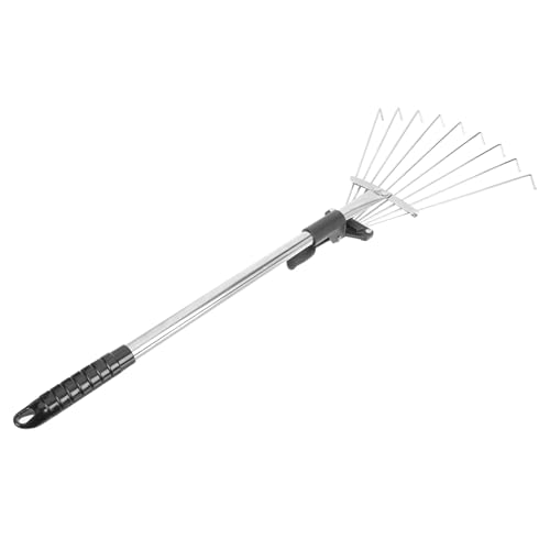 Hemobllo Rastrillo Extensible de Acero Inoxidable 9 Dientes para Aflojar la Tierra y Recoger Hojas Herramienta Práctica para Jardinería y Mantenimiento Doméstico Color Color Aleatorio