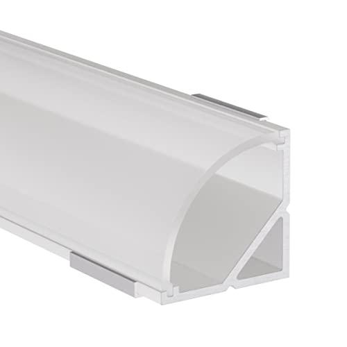 Alumino Profilo in alluminio a LED bianco, 50 cm, profilo angolare, semi-copertura, per strisce LED da 12 mm, 0,5 m, Weser