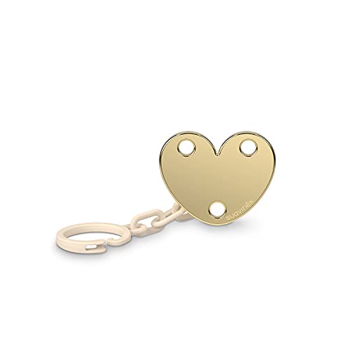 Suavinex, Chupetero, Cadena Chupete Bebé, Sujeta Chupete Clip con Pinza. Broche - Joya Efecto Metalizado. Para Bebés +0 Meses, Apto Recién Nacido. Con Forma de Corazón, Color Dorado