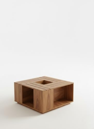 Image of Sheeshsam Wooden Center Coffee Table - Solid Wooden Coffee Table for Living Room - Tea Table Teapoy Center Piece for Home Sofa Center Table for Living Room (Honey, Jacob)