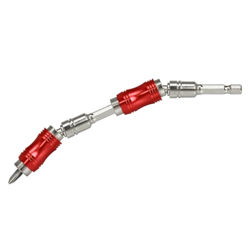 2 Pack Pivoting Bit Holder Magnetic Pivot Drill Bit Holder Quick Release Flexible Screwdriver Bit Holder for Tight Spaces or Corners - Red
