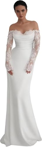 Ivory Cathedral Train Wedding Dresses for Women Bride Bohemian Scoop Neck A Line Short Sleeve Bridal Gown with Train Plus Size Us20