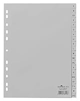 Durable A-Z Register (A4, geprägte Taben, 20tlg., aus PP, volldeckend) 20 Stück, grau, 651010