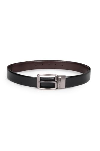 Image of Louis Philippe Men's 100% Italian Leather Brush Gun Metal Buckle Formal Reversible Belt