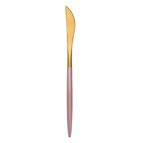 Preisvergleich Produktbild BESTONZON Edelstahl Steakmesser Kreativer Spiegel Polieren Western Essen Serviermesser Premium Besteck (Pink und Golden)