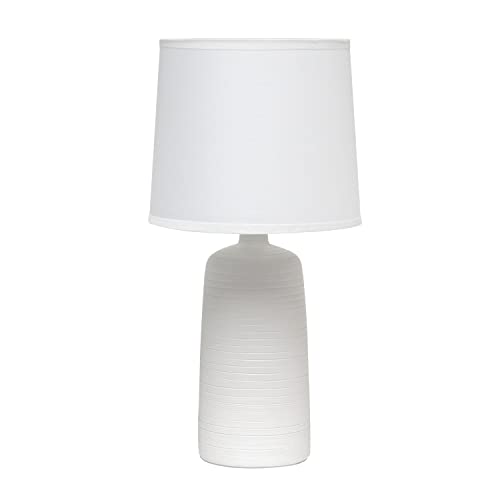 Simple Designs LT2085-OFF Textured Linear Pottery Ceramic Table Lamp, Off White